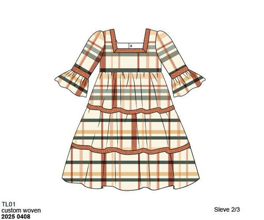 RTS: Briar Floral & Plaid- Girls Woven Plaid Short Dress