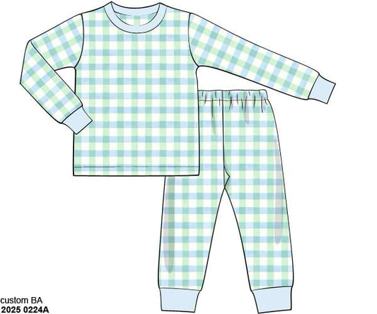 RTS: Bamboo Lounge- Boys 2pc August Gingham