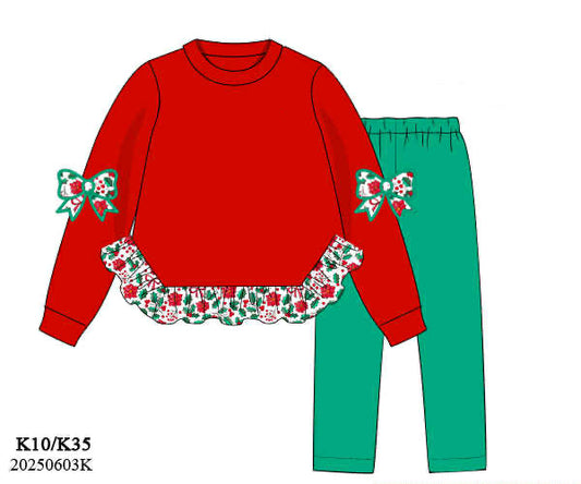 RTS: Holly Floral- Girls Knit Legging Set (No Monogram)
