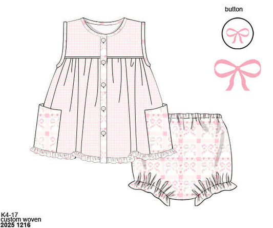 Pre Order 138: Bows & Trains- Girls Bloomer Set
