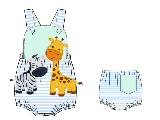 Pre Order 138: Safari Stripe- Boys Knit Sunsuit