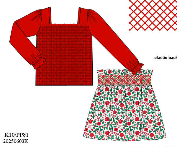 RTS: Holly Floral- Girls Smocked Skort Set