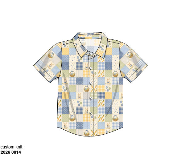 Pre Order 148: Bunny Patchwork- Button Up Shirt