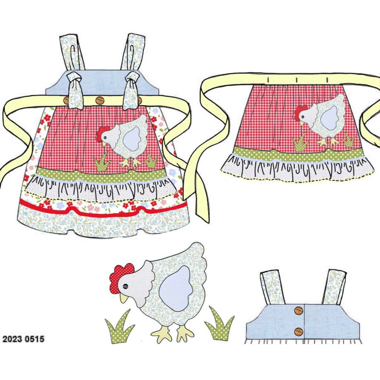 Honey 3: Homestead- Chickens: Girls Floral 2pc Apron Knot Top