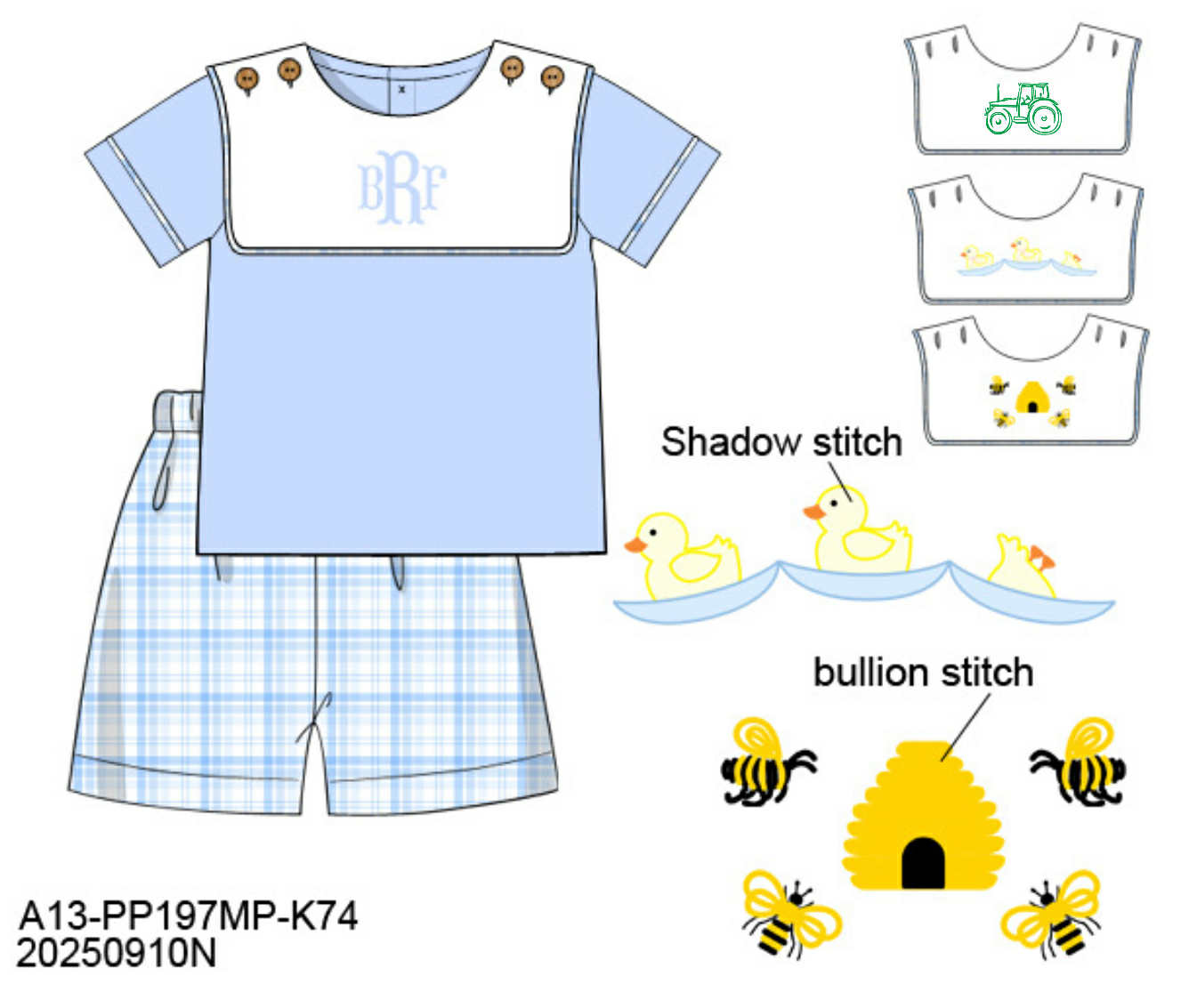 Pre Order 133: Spring Tabs - Boys 2pc Traditional Short Set