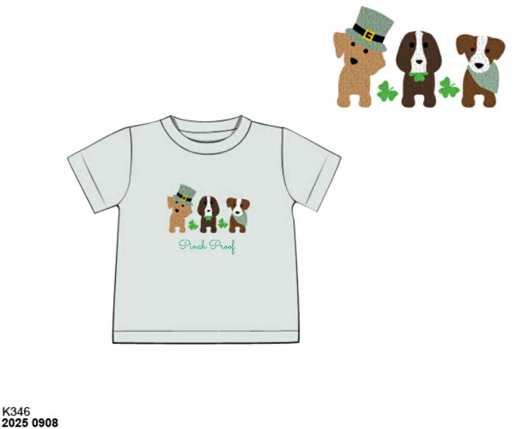 Pre Order 133: St. Patrick's Shirt Only- Boys French Knot Lucky Puppy