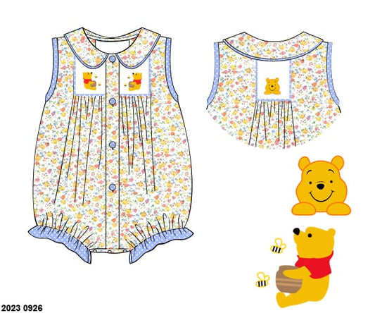 Pre Order 135: Honey Bear- Girls Smocked Bubble