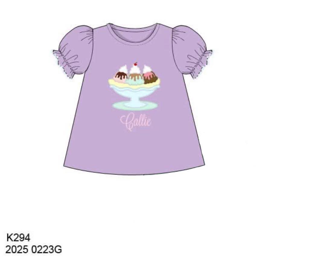 Pre Order 146: Girls Only- Ice Cream Appliqué Knit Shirt
