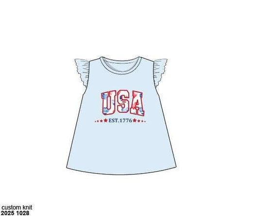 RTS: Patriotic Collection- Girls USA Appliqué Shirt