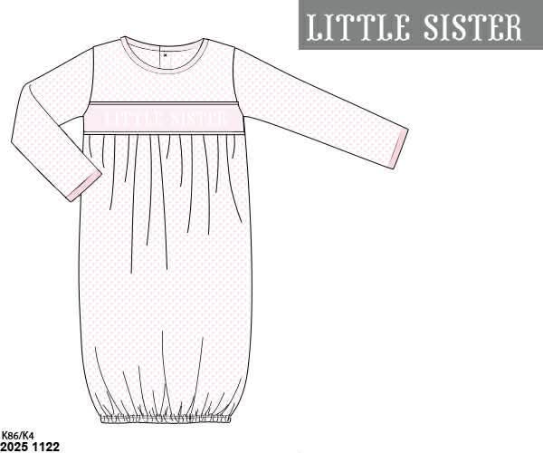 RTS: Sibling Collection- Girls Little Sister Smocked Baby Gown