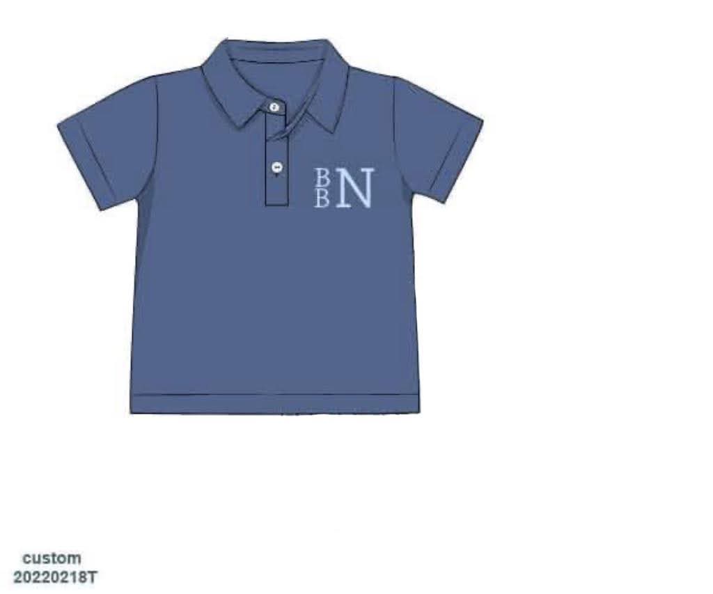 Pre Order 146: Basic Tees- Boys Blue Stone Knit Polo