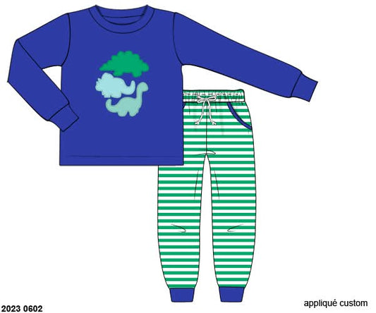 RTS: Watercolor Dinos- Boys Knit Jogger Set