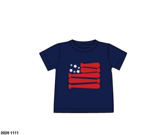 RTS: Sport Collection- Boys Baseball Flag Appliqué Shirt