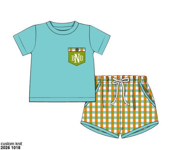 Pre Order 152: Sutton Floral & Plaid- Boys Knit Shortie Set