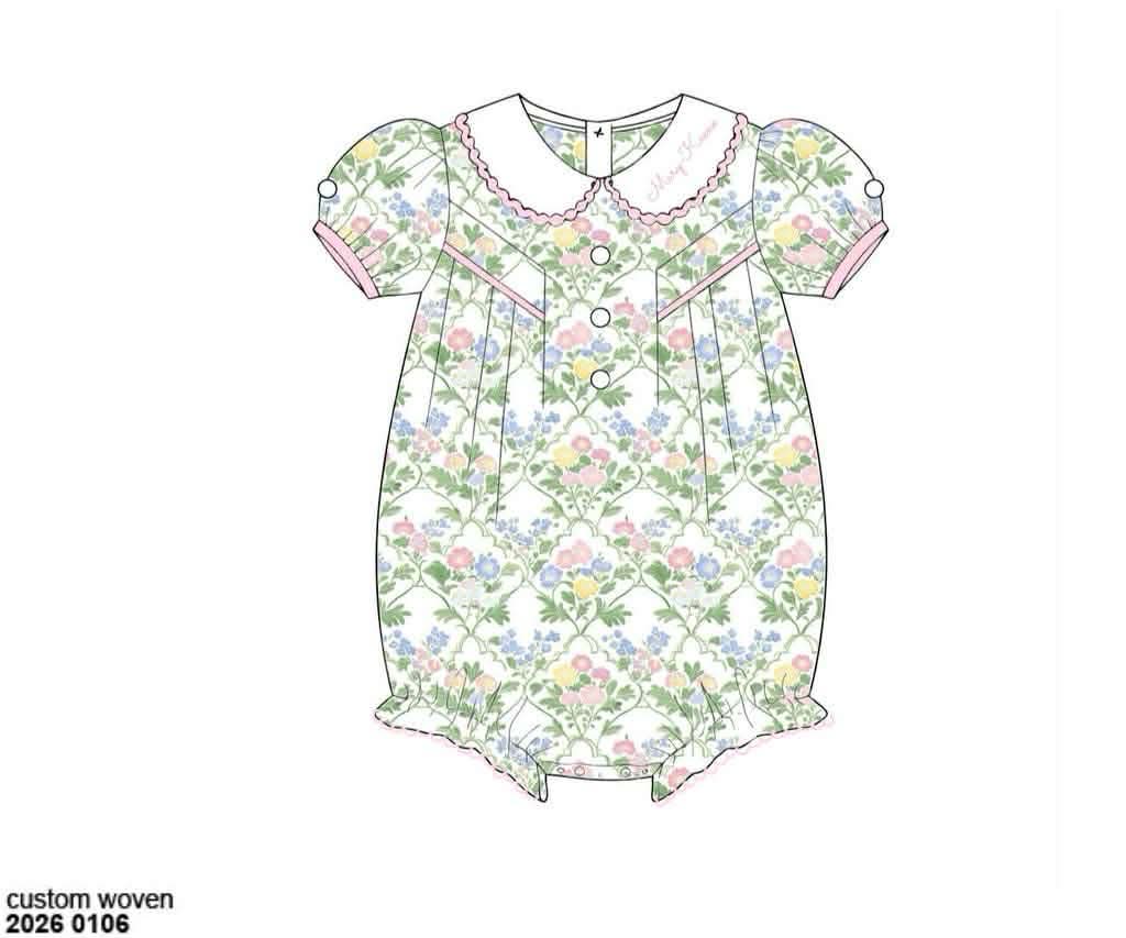 Pre Order 138: Mary-Keene Floral & Stripe- Girls Knit Bubble