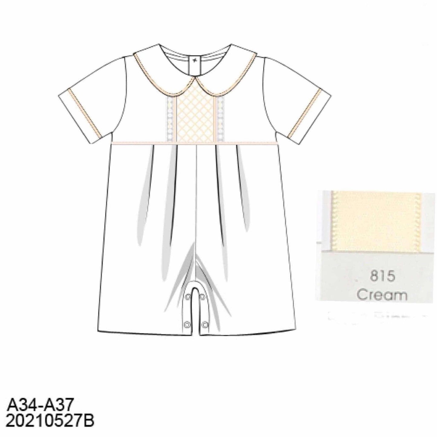 Pre Order 148: Hattie Heirloom- Boys Geometric Smocked Woven Romper with Collar