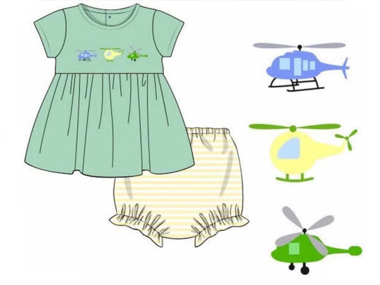 Customer Choice Pre Order 1: Girls Helicopter Knit Bloomer Set
