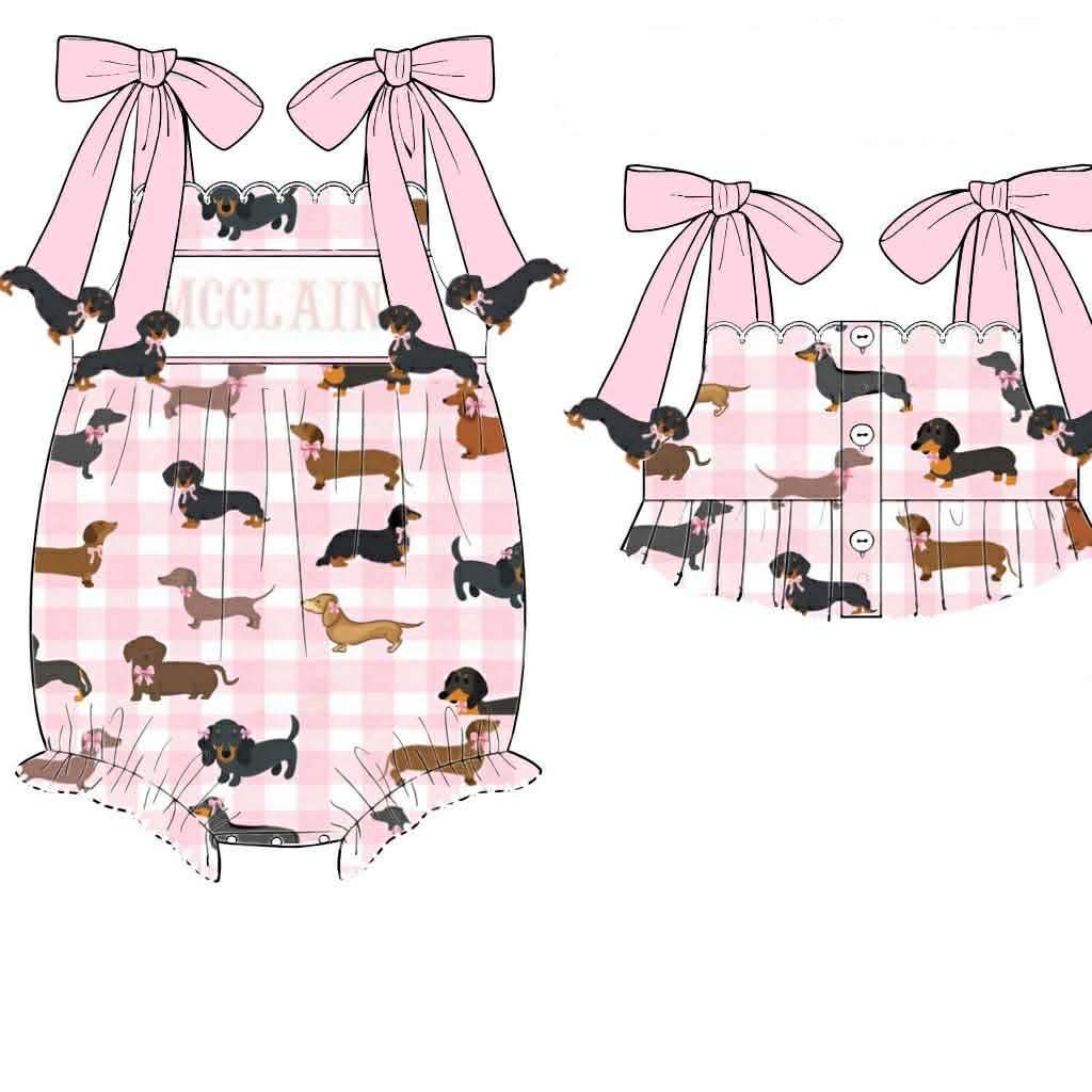 Pre Order 138: Darling Dachsunds- Girls Knit Bubble