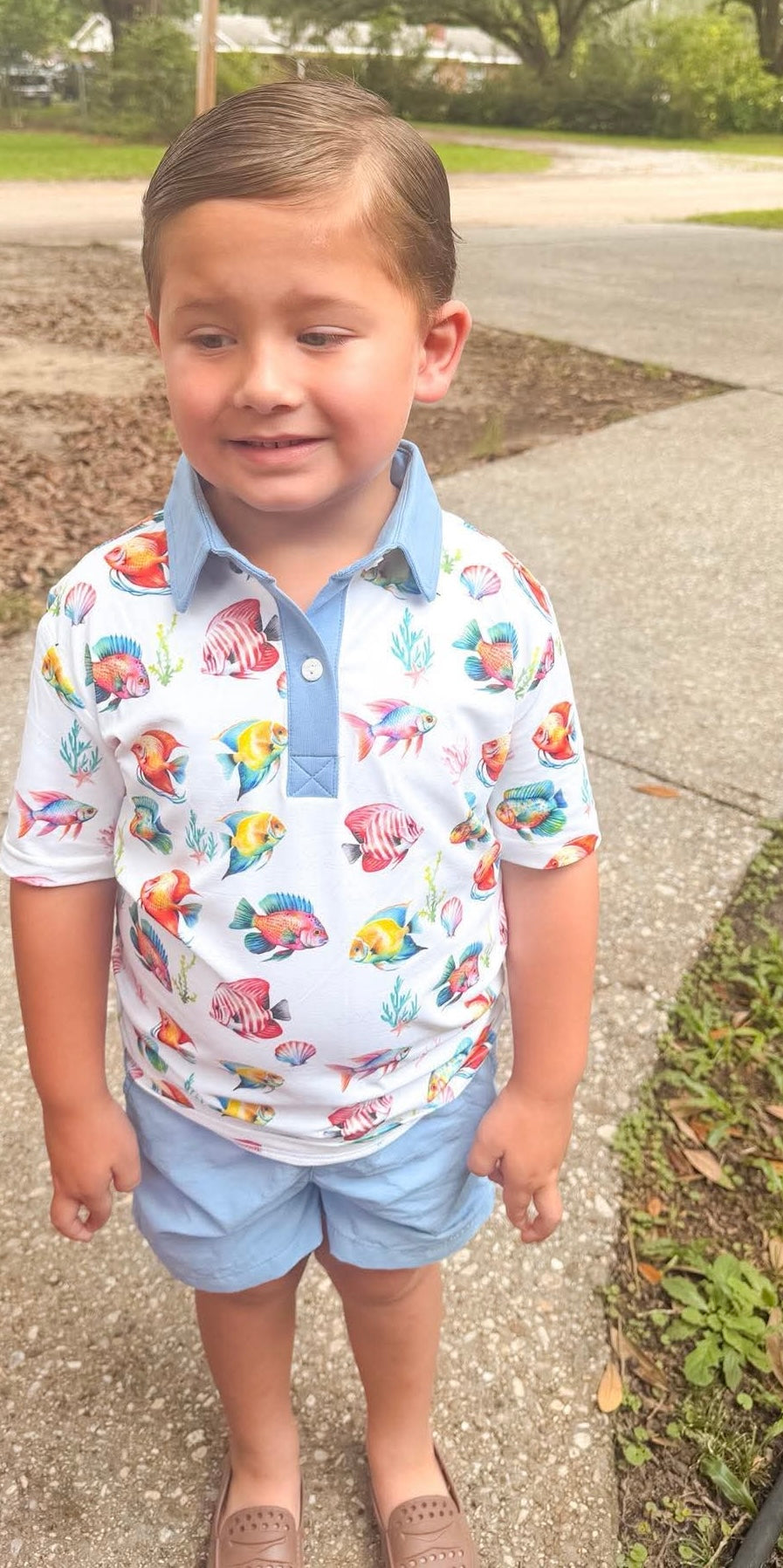 RTS: Critter Collection- Boys Finn's Fishies Polo
