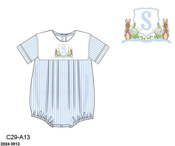 Pre Order 148: Bunny Crest- Boys Woven Bubble