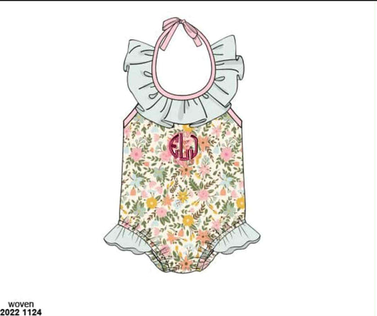 RTS: Kira Rae- Girls 1pc Halter Woven Swim "ELJ"