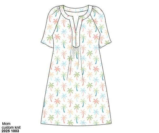 Pre Order 135: Pastel Palms- Knit Mom/Mini Dress
