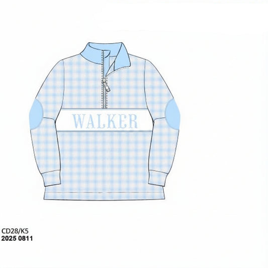 RTS: Gingham Name Smocks- Boys Pullover "WALKER"