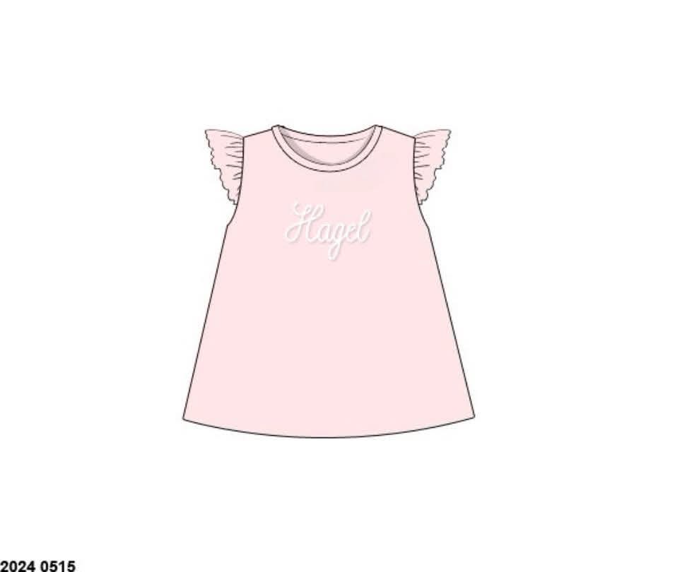 Pre Order 146: Basic Tees- Girls Light Pink Chainstitch Knit Shirt