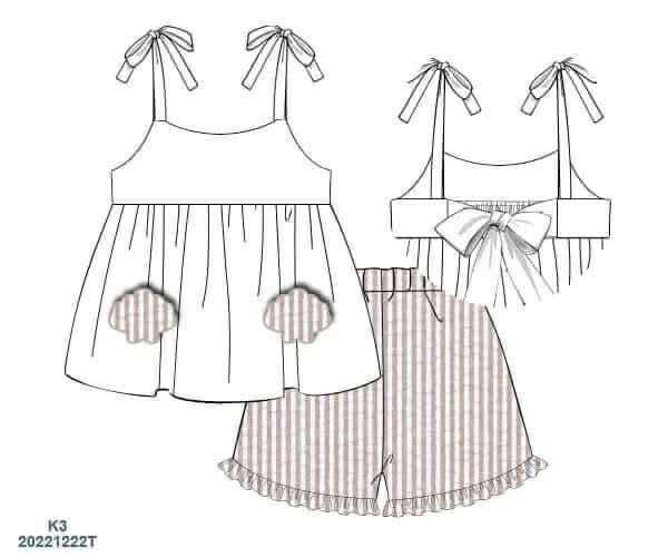 Pre Order 136: Seashells- Girls Shortie Set