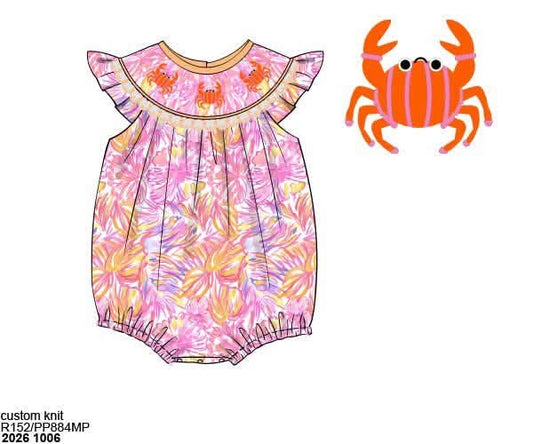 Pre Order 152: Crab Coast- Girls Smocked Bishop Bubble