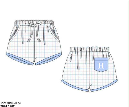 RTS: Chandler Bows- Boys Woven Swim Shorties "H"