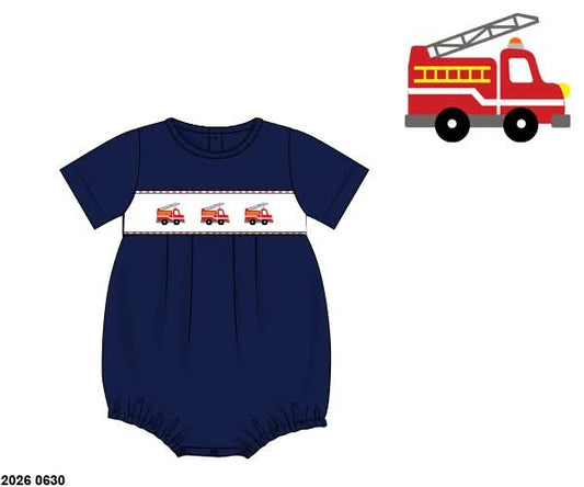 Pre Order 149: Boys Only-  Firetruck Knit Bubble