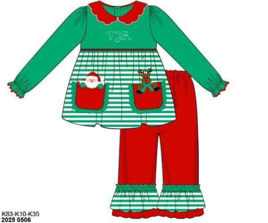 RTS: Peek-A-Boo Pockets- Girls Knit Pant Set "VJR"