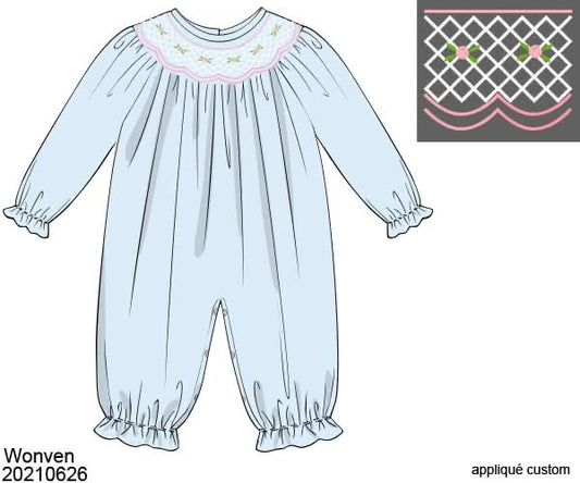 Customer Choice Pre Order 1: Girls Campbell Blue Smocked Romper