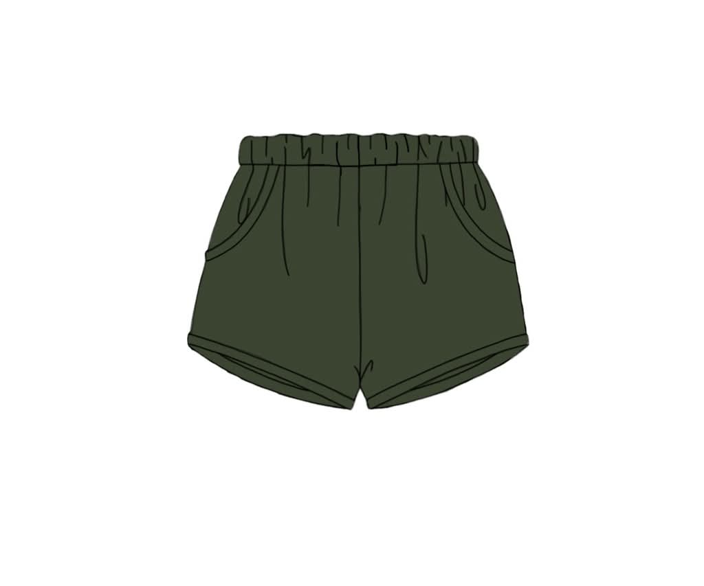 Camo Craze Flash Presale: Solid Bottoms- Boys Dark Green Shorties