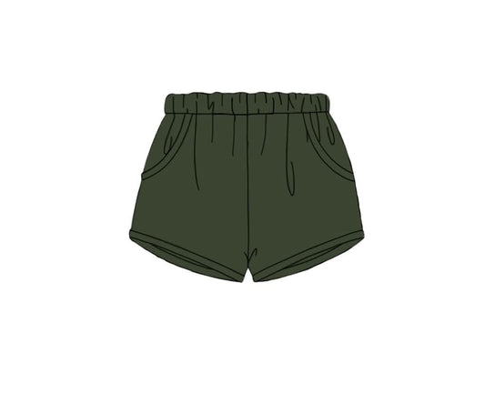 Camo Craze Flash Presale: Solid Bottoms- Boys Dark Green Shorties