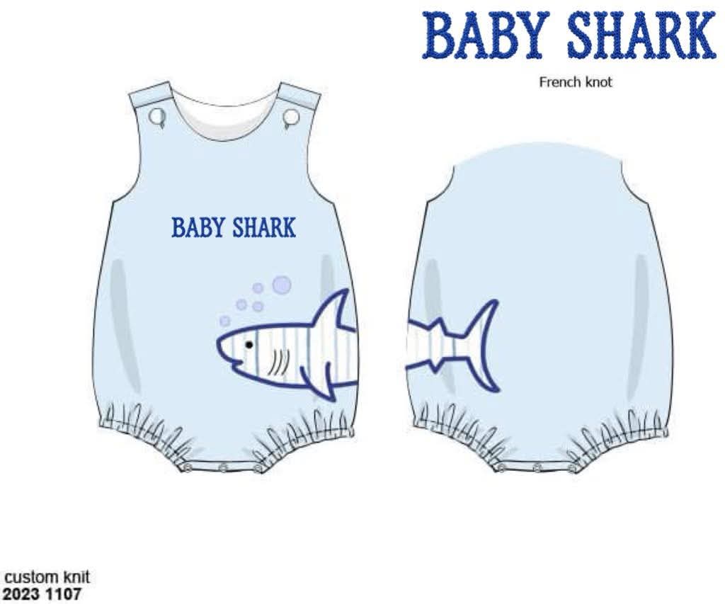 Pre Order 152: Baby Shark- Boys Appliqué Knit Bubble
