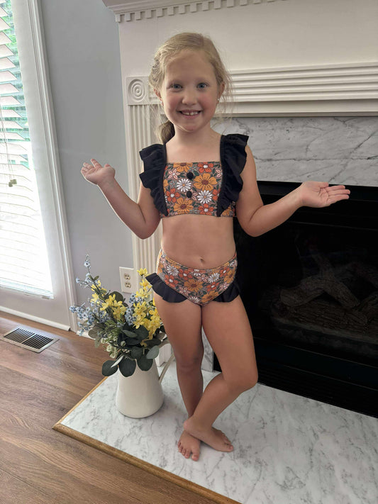 RTS: Cocoa Bay- Girls 2pc Ruffle Rash Guard Swim