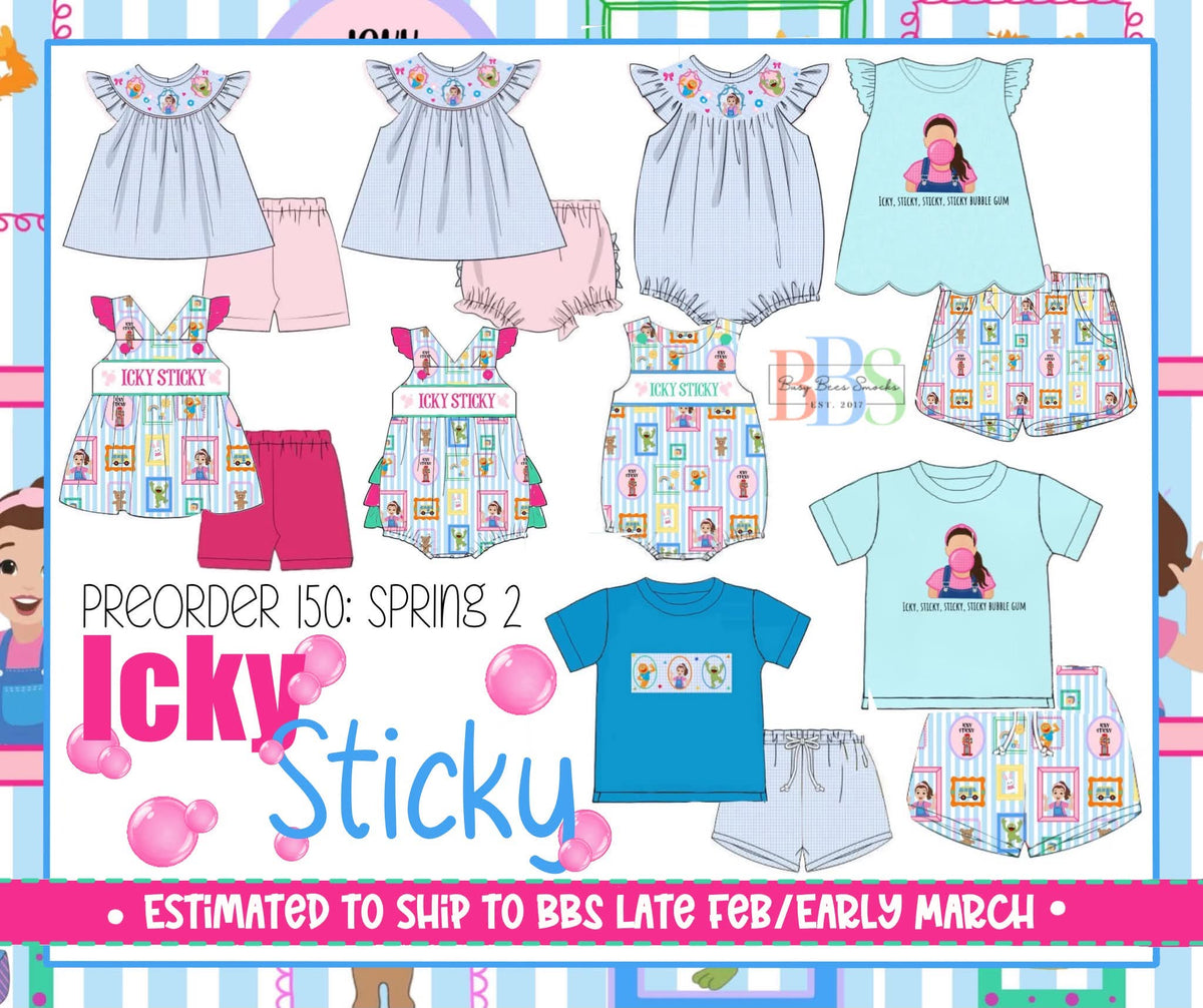 Pre Order 150: Icky Sticky- Boys Name Smock Bubble