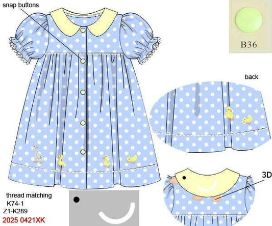 Pre Order 133: Quack, Quack Collar- Girls Knit Dress