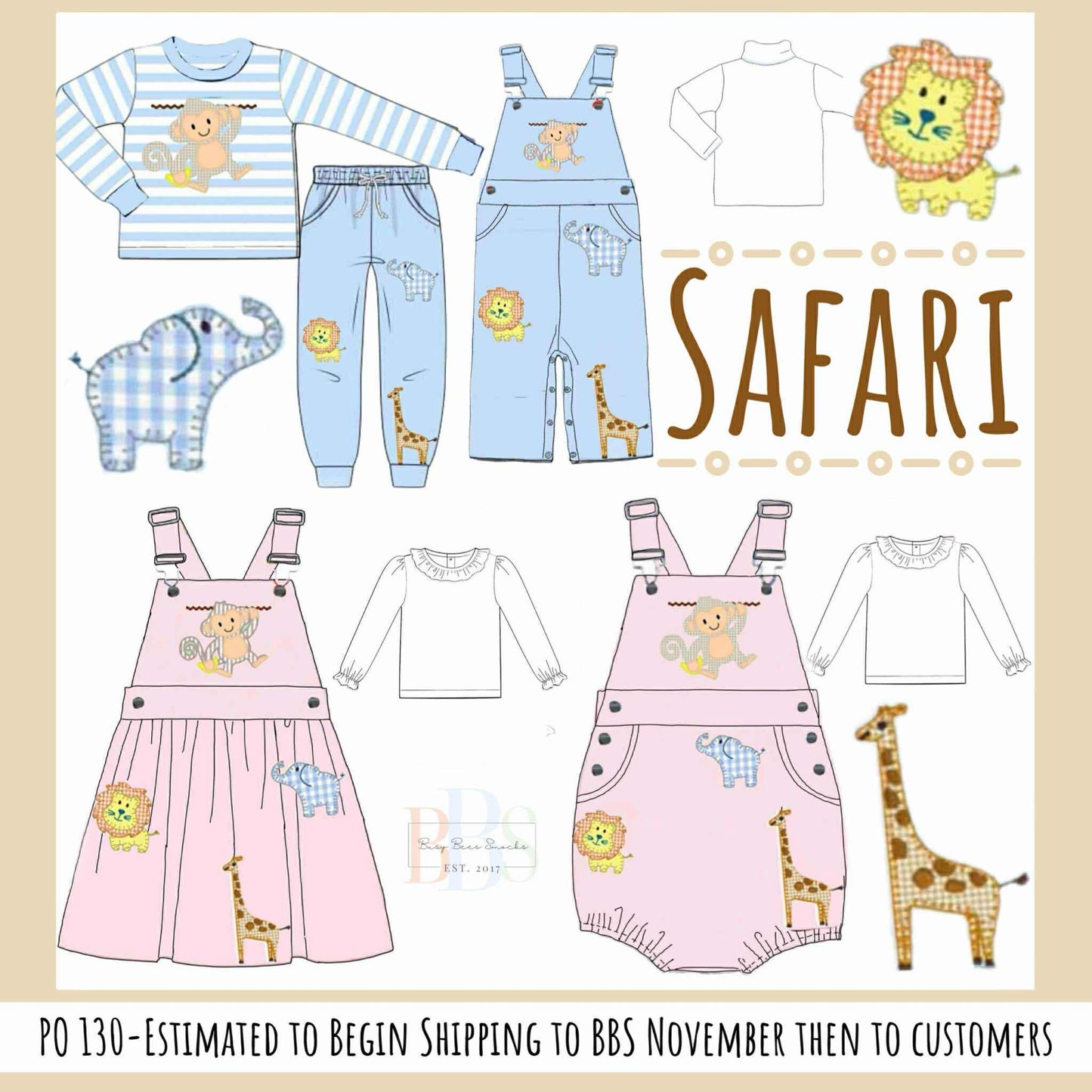 RTS: Safari Appliqué- Boys Knit Jogger Set