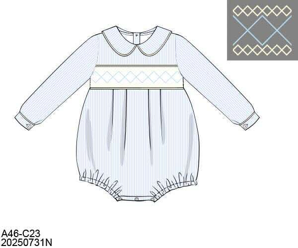 Pre Order 132: Matilda Floral- Boys Smocked Woven Bubble
