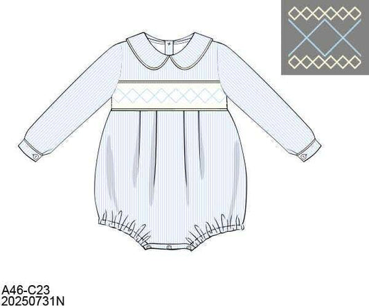 Pre Order 132: Matilda Floral- Boys Smocked Woven Bubble