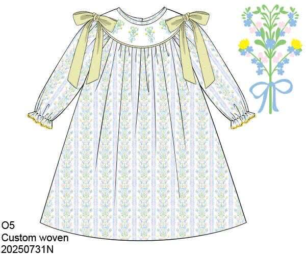 Pre Order 132: Matilda Floral- Girls Smocked Knit Bishop Dress