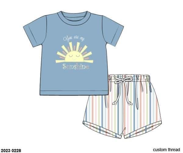 Throwback Pre Order: You Are My Sunshine- Boys Knit Shortie Set