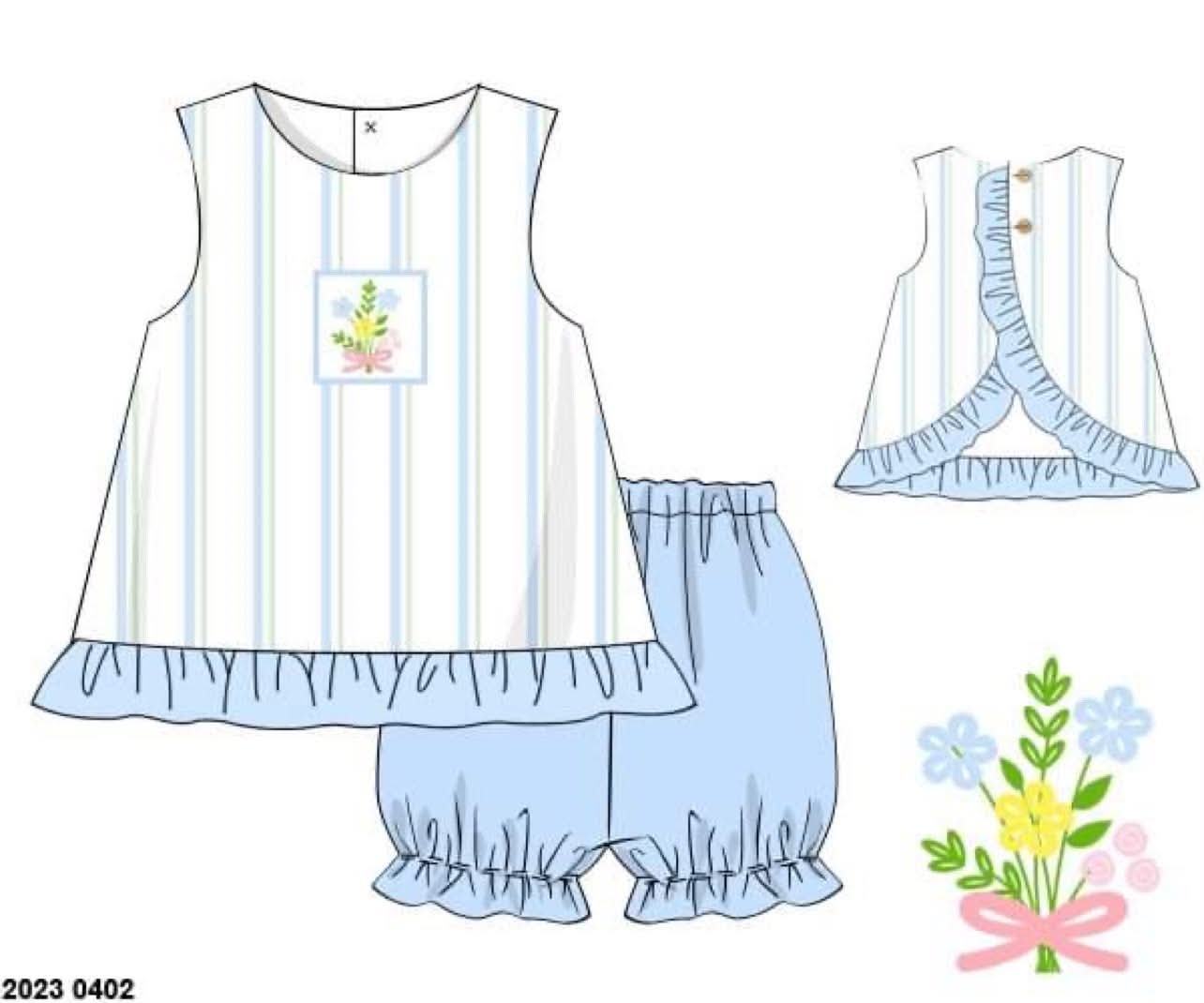 Throwback Pre Order: Bluebell Acres- Girls Knit Bubble Short Set