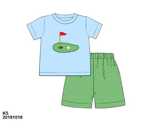 Throwback Pre Order: Boys Only- Golf Appliqué Woven Short Set