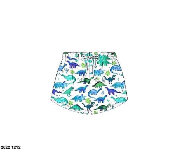 Throwback Pre Order: Boys Only- Watercolor Dinos Knit Shorties