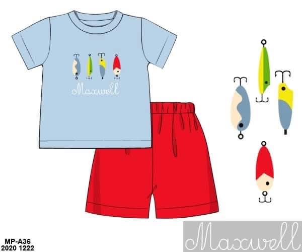 Throwback Pre Order: Boys Only- Fishing Lures Knit Short Set