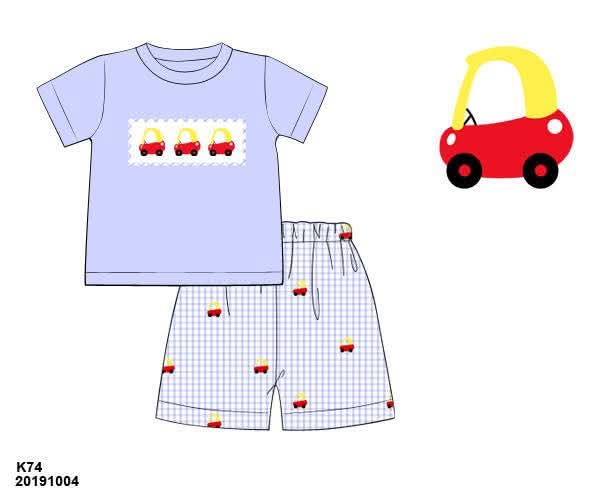 Throwback Pre Order: Boys Only- Cozy Coupe Smocked Short Set